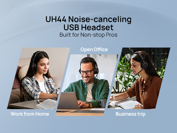 USB headset with microphone PC wired work nosie cancelling office computer headphones mic laptop