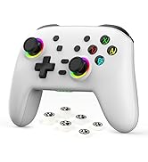 RALAN White Wireless Pro Controller Compatible with Nintendo Switch/OLED/Lite, with LED Color Lig...
