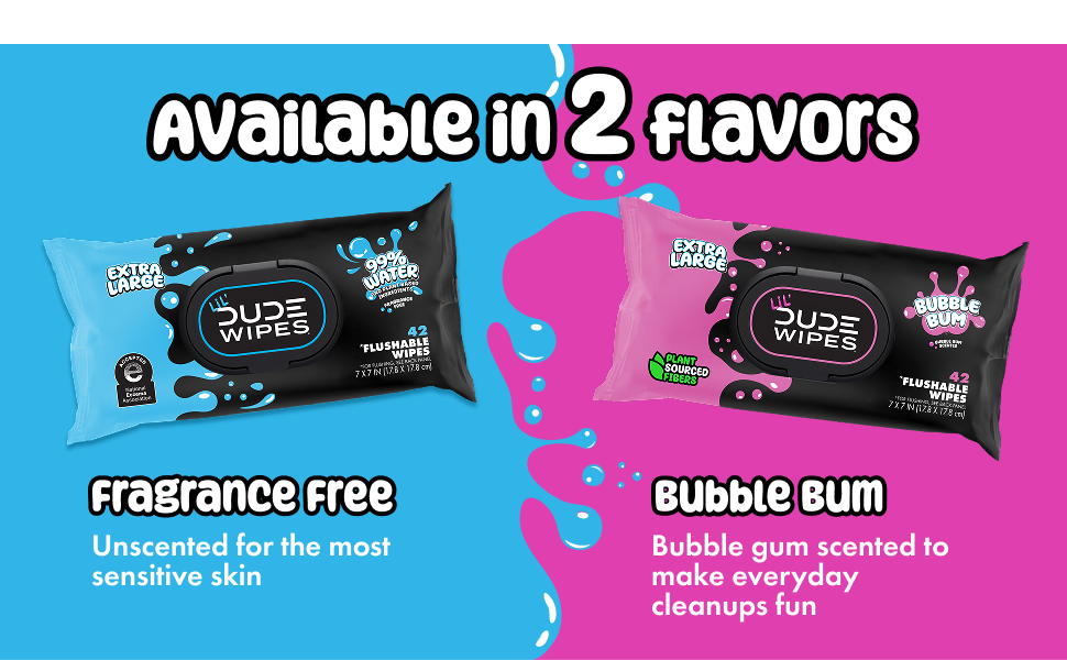 LiL&amp;#39; DUDE Wipes Fragrance Free &amp;amp; Bubble Bum Scents