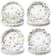 100 PCS Wildflower Party Plates, 9-Inch Floral Disposable Mother's Day Paper Plates for Mothers D...