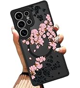 OOK Case Fit for Samsung Galaxy S25 Ultra 6.9 Inch (Compatible with MagSafe) Pink Floral Flowers ...