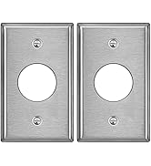 [2 Pack] BESTTEN 1-Gang 1.406-Inch Hole Metal Wall Plate with White or Clear Plastic Film for Sin...