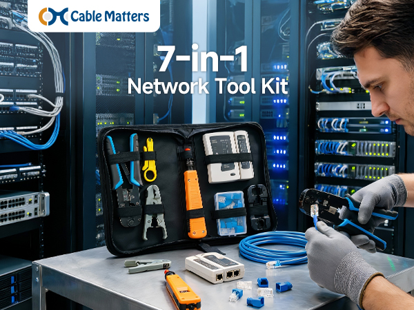 Cable Matters 7-in-1 Network Tool Kit with RJ45 Ethernet Crimping Tool, Punch Down Device
