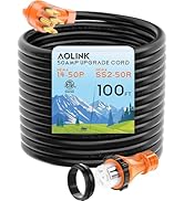 AOLINK 50 Amp RV Generator Cord, 100 Feet Heavy Duty STW Wire, 14-50P Male to SS2-50R Twist Lock ...