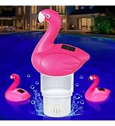 Blufree Pool Chlorine Floater, Solar Flamingo Chlorine Tablet Floater w/Adjustable Release, Glow ...