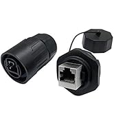 CERRXIAN RJ45 Femle to Female Coupler Panel Mount Waterproof Connector Combo with Cap (Black)