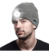 Bluetooth Beanie with Light, Unique Tech Gifts for Men Husband Him Teen, Wireless Headphones for ...