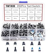 TWTADE 202PCS Micro Momentary Tactile Push Button Switch Assortment Kit 10 Values 4 Pins 6x6mm &amp; ...