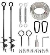 hannger 2 Pcs 30" Ground Anchors Heavy Duty Shed Anchor Kit with 3/16 Galvanized Cable &amp; Turnbuck...