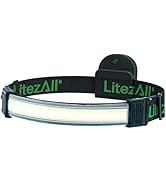 LitezAll Tactical LED Headlamp with Adjustable Headband, Flat Battery Powered Headlamp for Hiking...
