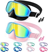 Vvinca Kids Swim Goggles with Nose Cover, Toddler Goggles Anti-Fog UV Protection, Soft Fabric Str...