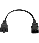 CERRXIAN 1ft Power Extension Cord, IEC 320 C14 Male Plug to Nema 1-15R 2-Prong Female Socket Outl...