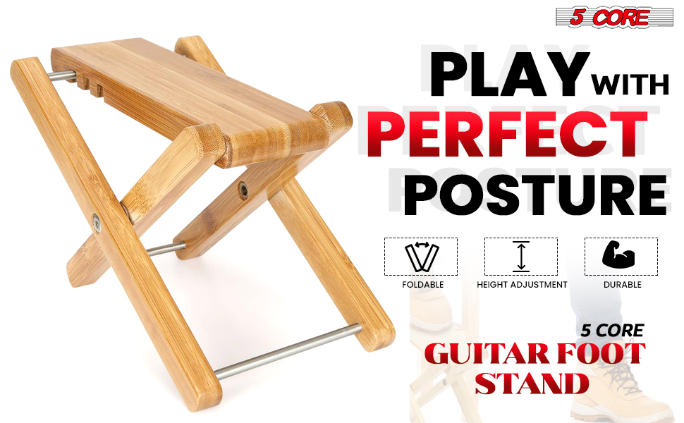 Guitar Foot Rest Wooden Bamboo Foldable Non-Slip Wood Footstool Foot Stand Leg Support