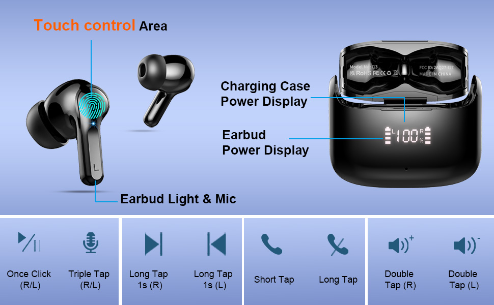 earbud wireless bluetooth Headphones wireless bluetooth