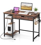 Giantex Computer Desk with Drawers and Power Outlets, Industrial Gaming Desk Computer Workstation...