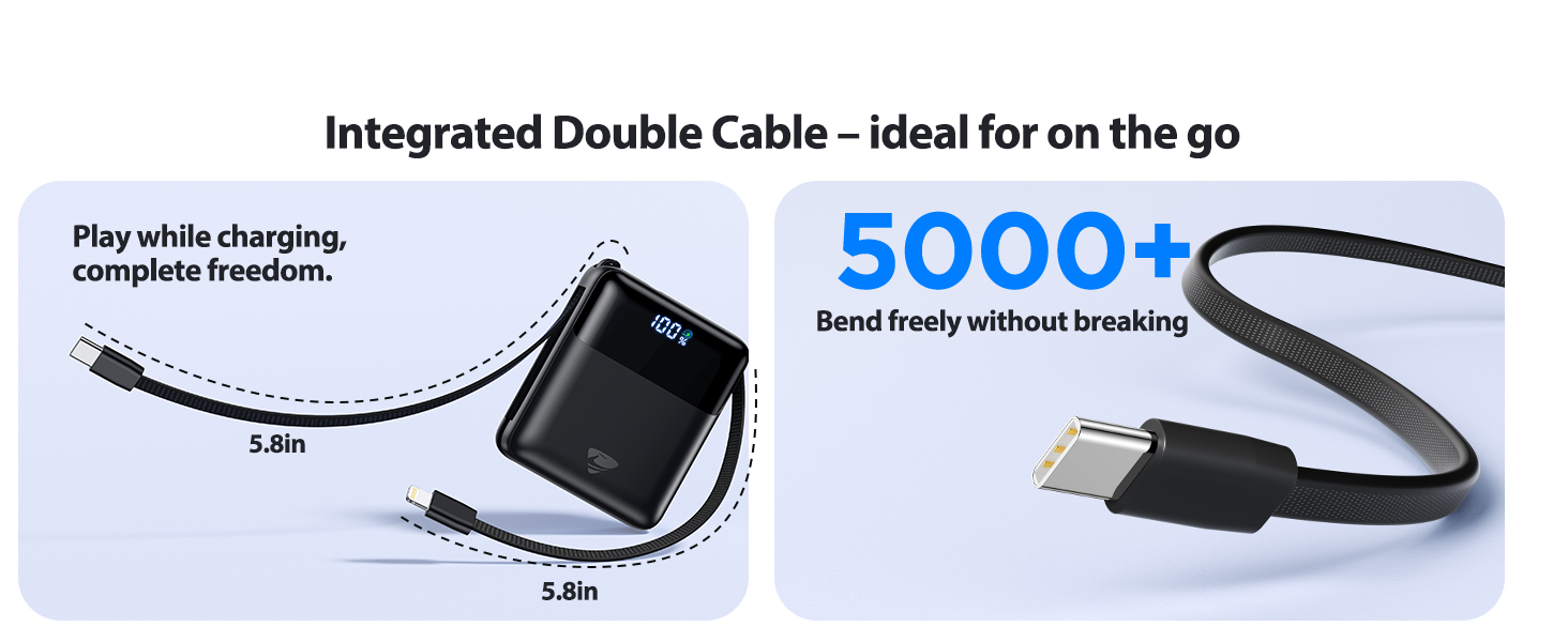 portable charger with built in cable