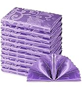 HommxJF 12 Pieces Wave Scroll Damask Jacquard Satin Napkins Light Purple Cloth Napkins 17 x 17 in...