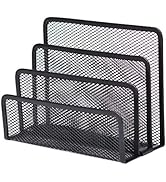 Lovskoo Upright File Organizer 4 Section Mesh Desk Paper Organizer File Folder Desk Organizers An...