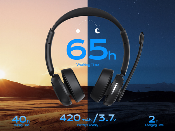 Long-lasting battery supports hours of continuous calling