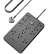 Bawmwim Surge Protector Power Strip - 11 Outlets(1850W/15A) with 6 USB Ports(2 USB C), 6FT Flat P...