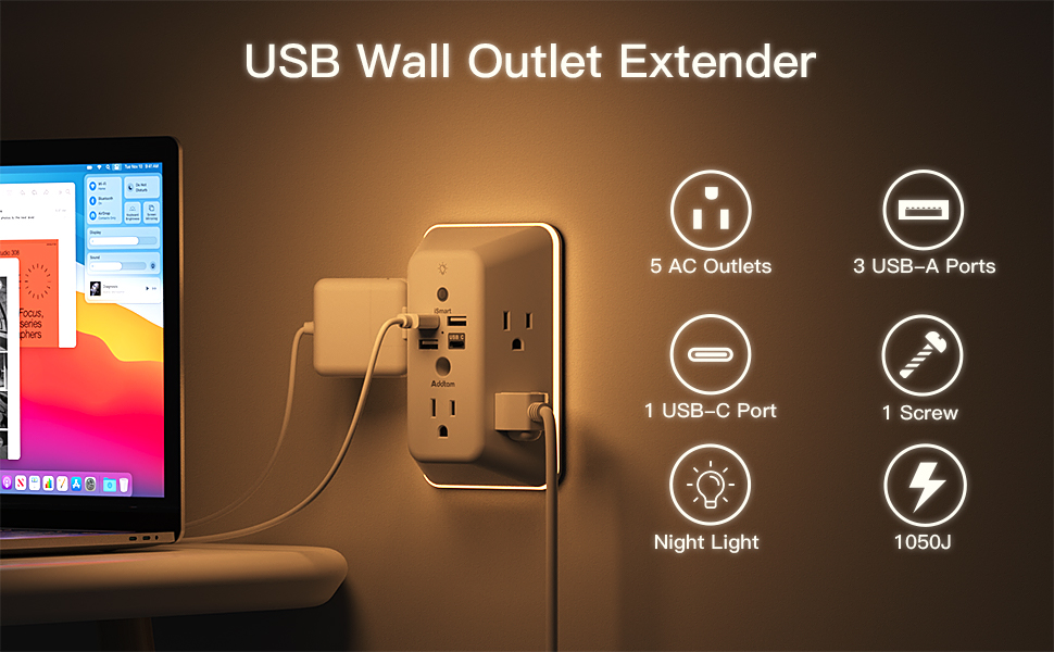 wall outlet extender with night light