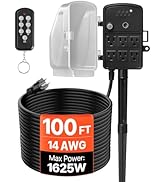 VEVOR Outdoor Power Stake Timer, 100FT Extension Cord, Remote Control Outdoor Power Strip with Co...