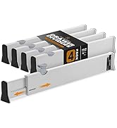 RAPTUROUS Adjustable Drawer Dividers 4 Pack, 2.5" High, 13-22" Long, Dresser Drawer Divider for B...