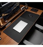 HAUTOCO Cork Desk Mat 31.5"x15.7", Distressed PU Leather &amp; Cloth Desk Pad | Waterproof, Non-Slip,...