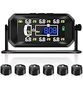 Tire Pressure Monitoring System, Wireless Solar TPMS with 6 External sensors, Real-time Monitorin...