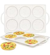 FUNBAKY Muffin Top Pan Non Stick, 4 Inch Metal Frame Silicone Egg Molds for breakfast sandwiches,...