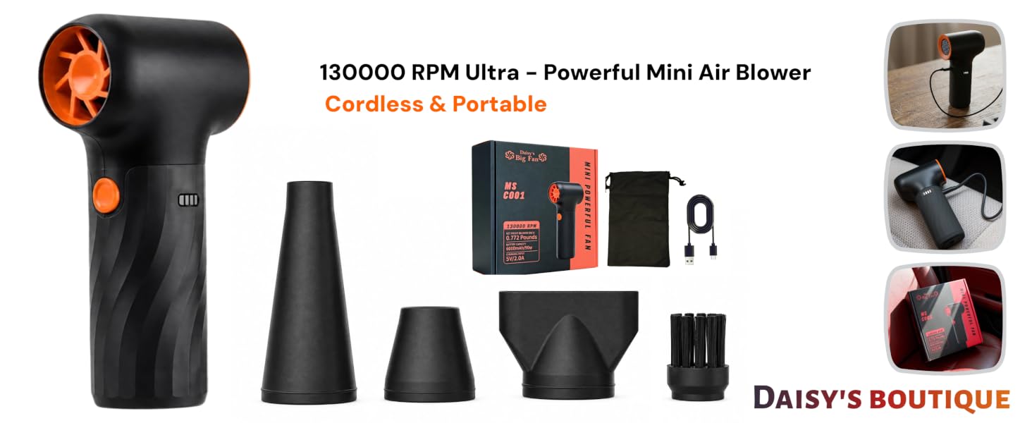 Multifunctional Electric Air Duster &amp;amp; Blower: 130000RPM High-Power PC Cleaner, 3 Speeds,