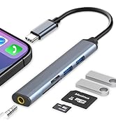USB C Hub, 5 in 1 Aluminum USB C to USB A OTG USB C Docking Station with 2 USB A Ports, 3.5mm Hea...