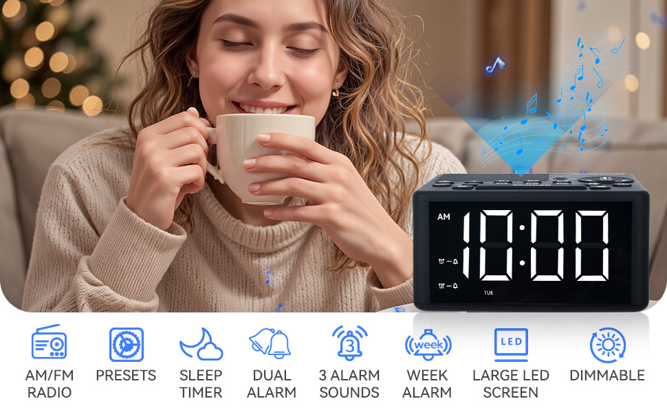 am/fm alarm clock radio for bedroom