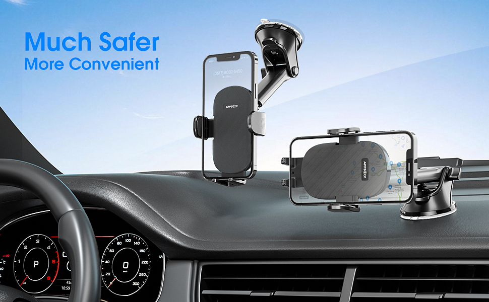 Universal phone mount for windshield and dashboard