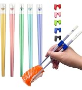 5 Pairs Reusable Training Chopsticks Set, Chopsticks Helpers Set for Beginner, 9.45 Inch Dishwash...