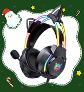 ONITOON Gaming Headset with Microphone, Cat Ear Headphones for PC Laptop PS4 PS5 Xbox Switch, Rai...