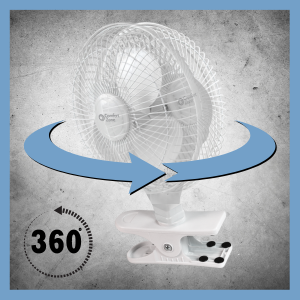 comfort zone clip fan rotates 360 degrees around