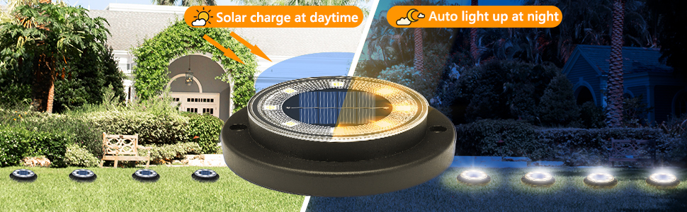 solar disk deck garden lights