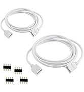 RGBZONE 2 Pack 1M 3.3ft Extension Cable Connect Female Plug to SMD 5050 RGB LED Strip Light with ...