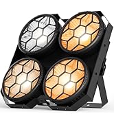 Stage Lights, 4x100W Warm/Cool White COB LED Par Can Light, DMX/Master-Slave/Sound Activated Retr...