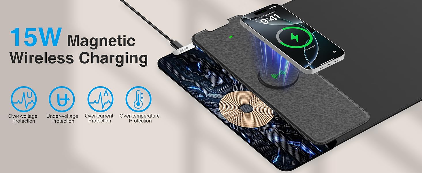 magnetic wireless charging mouse pad