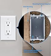 LEONLITE One Gang New Work Electrical Outlet Box, Ultra-deep 22.5 Cubic Inch Device Box, PVC Elec...