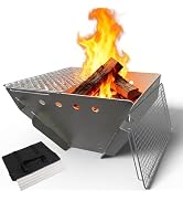 CROSSHIP Stainless Steel Fire Pit for Camping, Collapsible Fire Pit for Outdoor Use, 2-4 Person P...