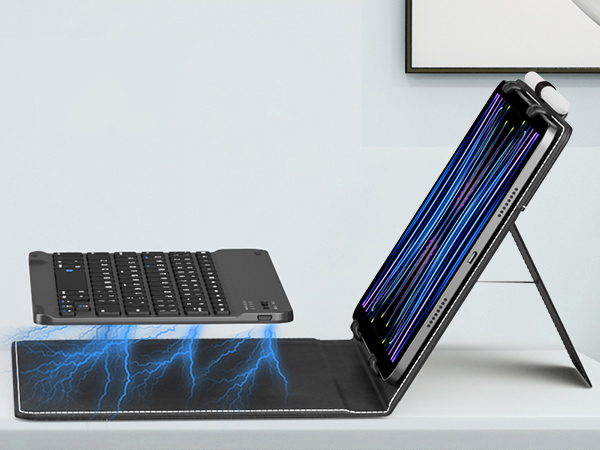 Magnetic ultra-slim wireless keyboard case for 9-11" devices