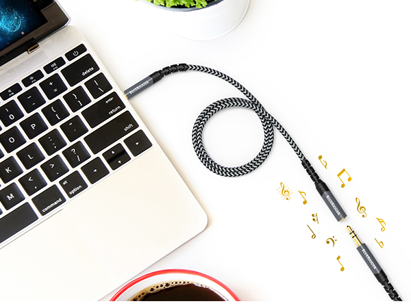 BlueRigger laptop stereo audio aux cable any 3.5mm aux source iphone andriod headphone speakers wire