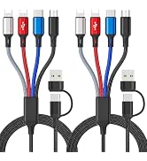 PonJel 6 in 1 Multi Charging Cable, Multi Charger Cable [2 Pack 6FT], Braided Multi Fast Charging...