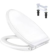 Elongated Toilet Seat with Cover, Easy to Install and Quick-Release Removable for Cleaning, Soft ...