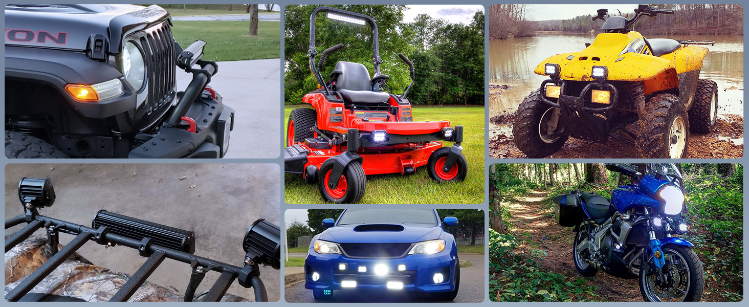 4 Inch 18W Spot Light with Horizontal Bar Tube Clamp Mounts with Wiring Harness Kit