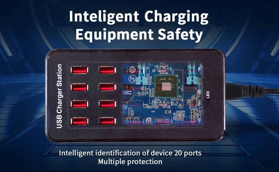 20 port usb charing station-black