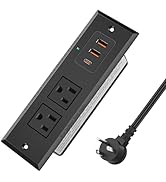 Recessed Power Socket, PD 20W USB C Fast Charging Power Strip, Plug in 2 Outlets & 2 USB-A Ports ...